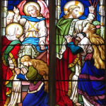 Stained glass window showing the first Easter Day